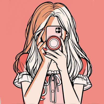 a realistic girl holding her phone taking pictures