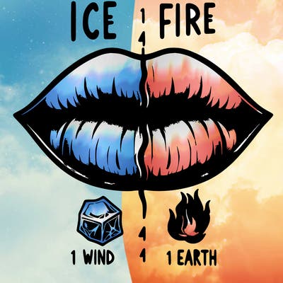 realistic lip split in fourth . 1 fourth ice 1 fire 1wind 1 earth