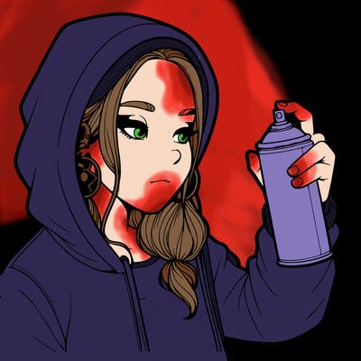 a realistic girl, spray painting