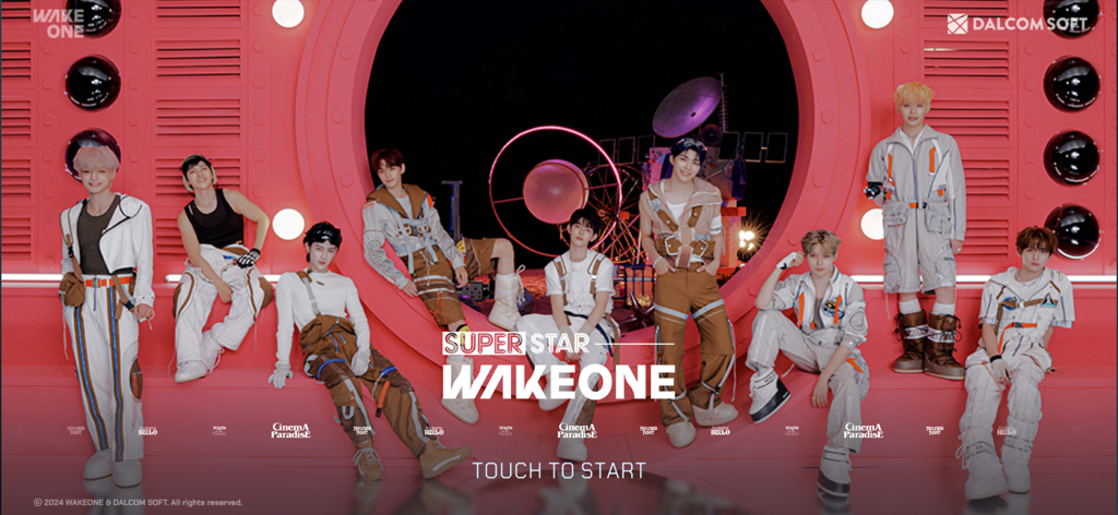 SUPERSTAR WAKEONE - La pantalla de título del juego de ritmo SUPERSTAR WAKEONE con el grupo de K-pop ZEROBASEONE.