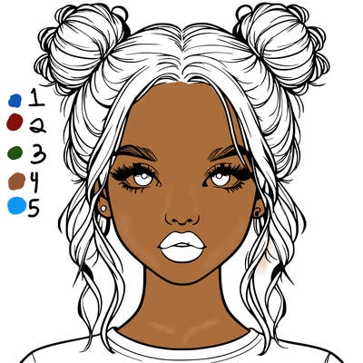realistic girl with two buns in hair and lips