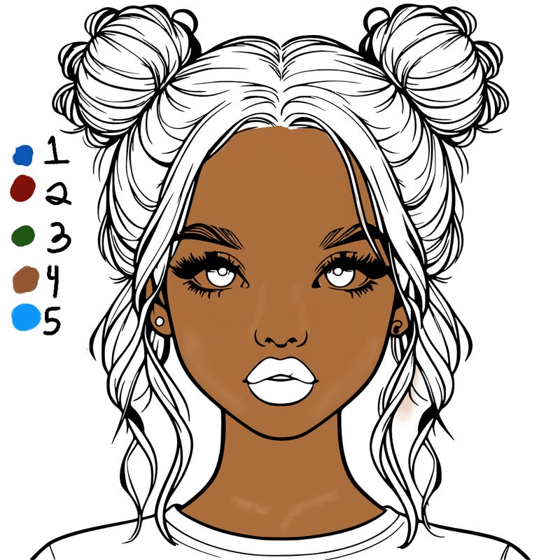 realistic girl with two buns in hair and lips