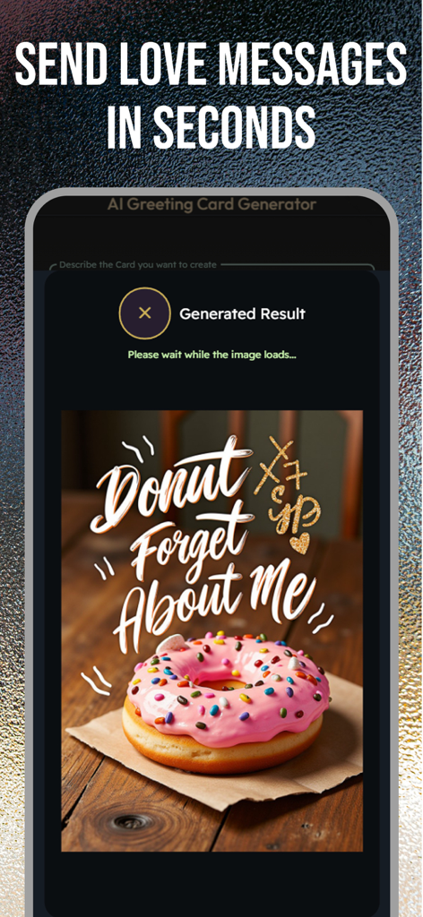 Happy Birthday Greeting eCards - Tarjeta electrónica generada por IA que muestra una dona rosa con el texto No te olvides de mí