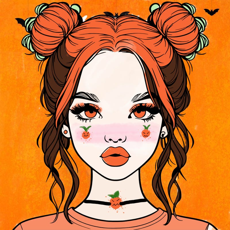 realistic girl with two buns in hair and lips