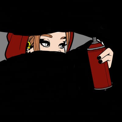 a realistic girl, spray painting