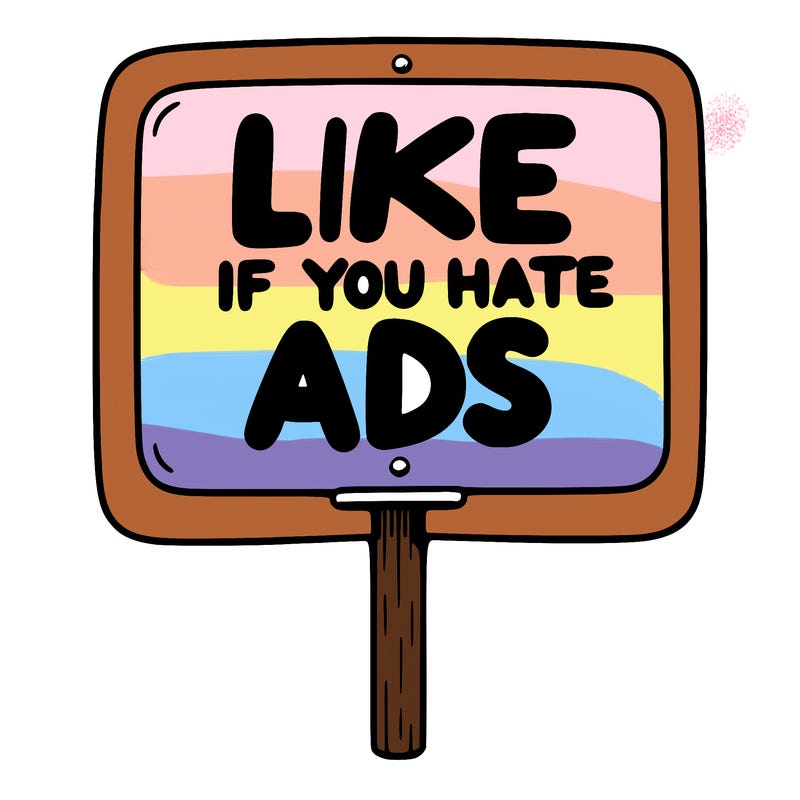 a sign that says like if you hate ads