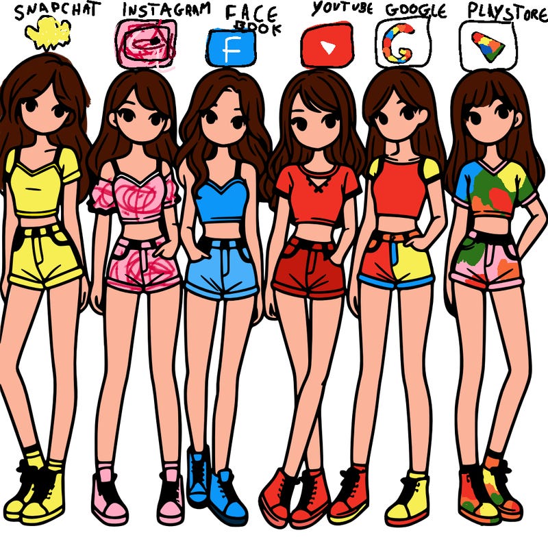 a group of girls wearing crop tops and shorts