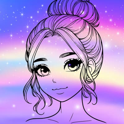 realistic pretty girl with hair in bun