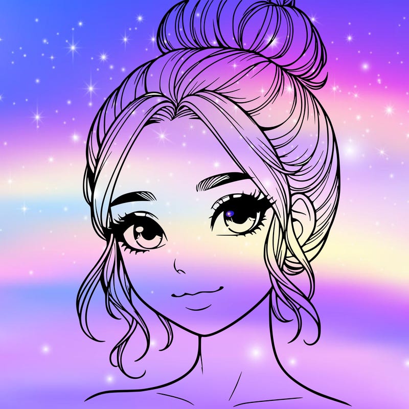realistic pretty girl with hair in bun