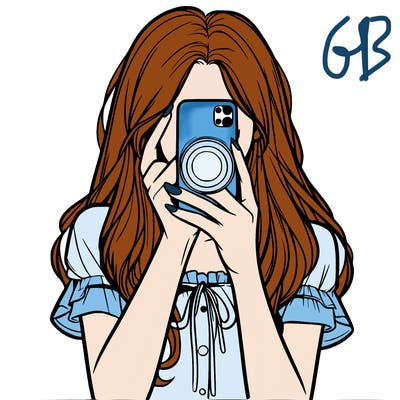 a realistic girl holding her phone taking pictures