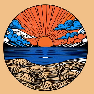 realistic sunset