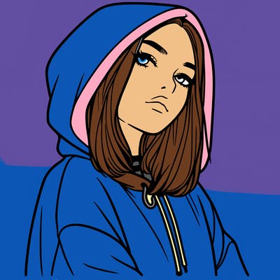a realistic girl in a hoodie
