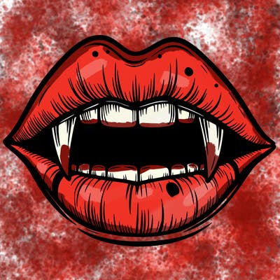 lips with vampire teeth