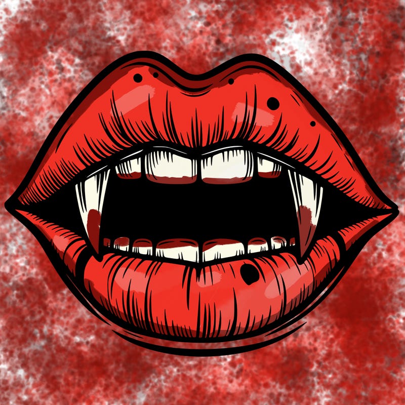 lips with vampire teeth