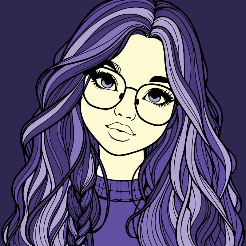 girl with long hair and freckles and glasses realistic