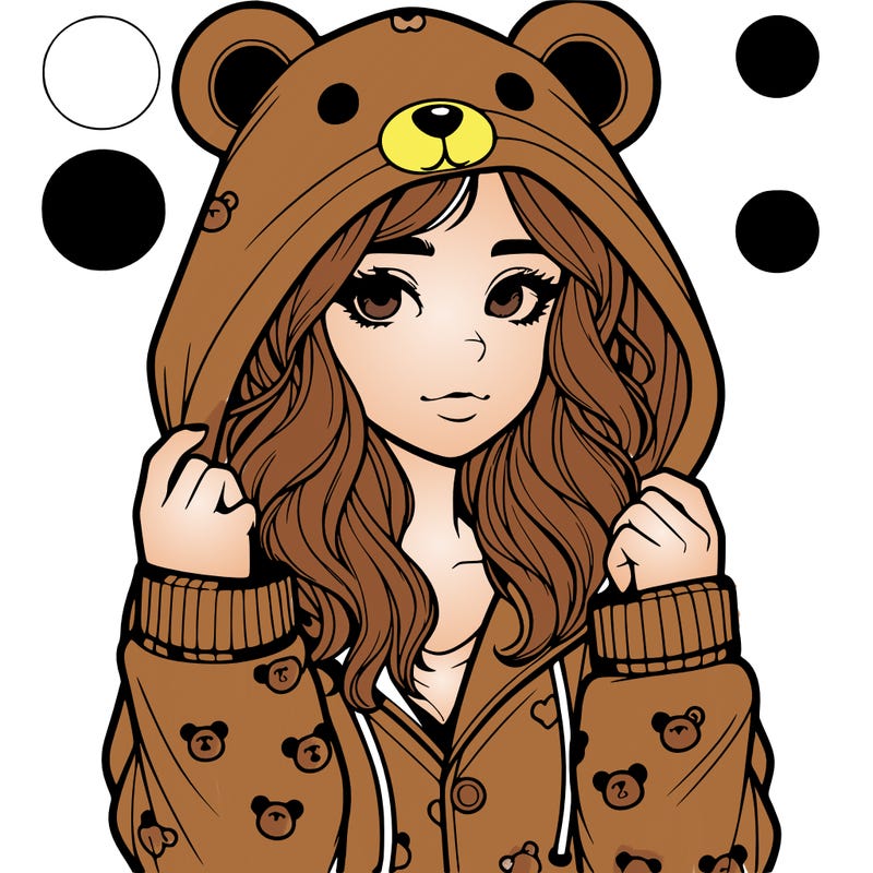 realistic girl in a animal pjs hoodie