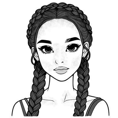 realistic girl with braids