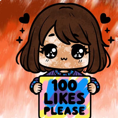 cute girl holding a sign saying 100 likes please