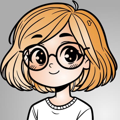 girl with short hair, and glasses