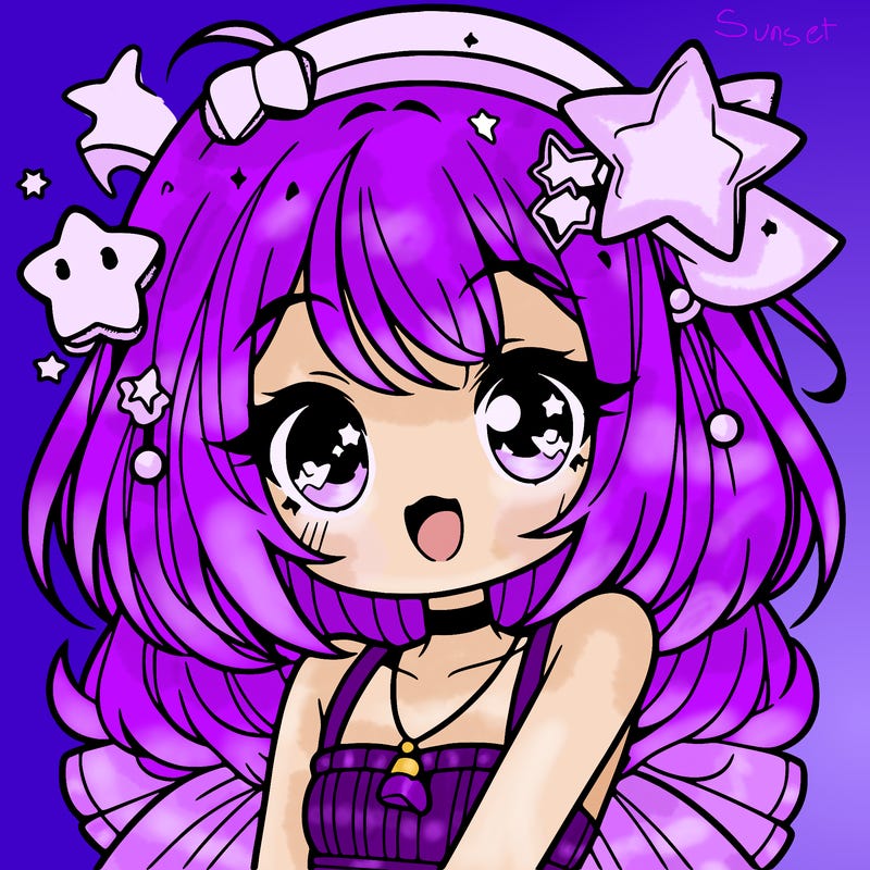 cute anime girl with star accessories