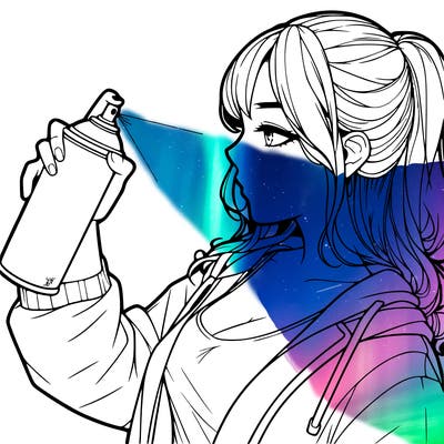 a realistic girl spray, painting
