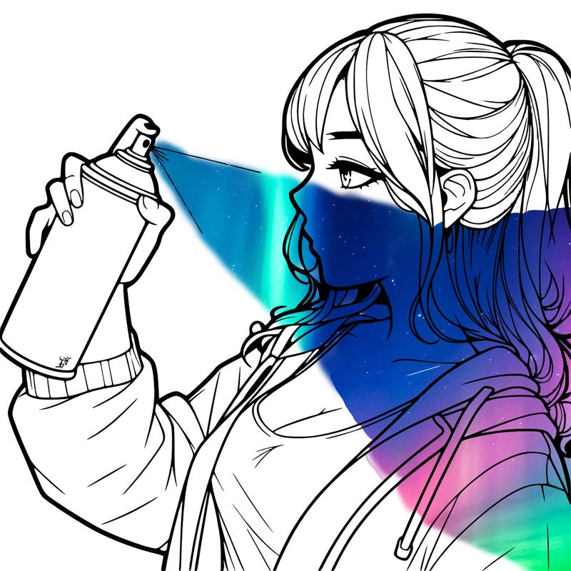 a realistic girl spray, painting