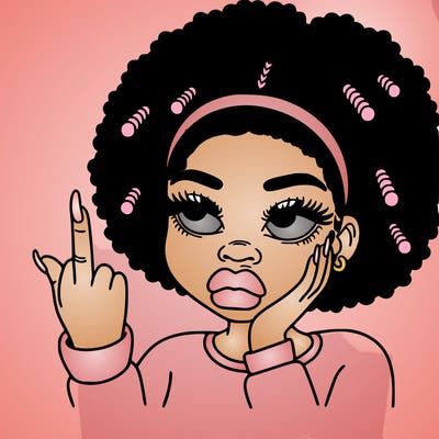 black girl doing the middle finger