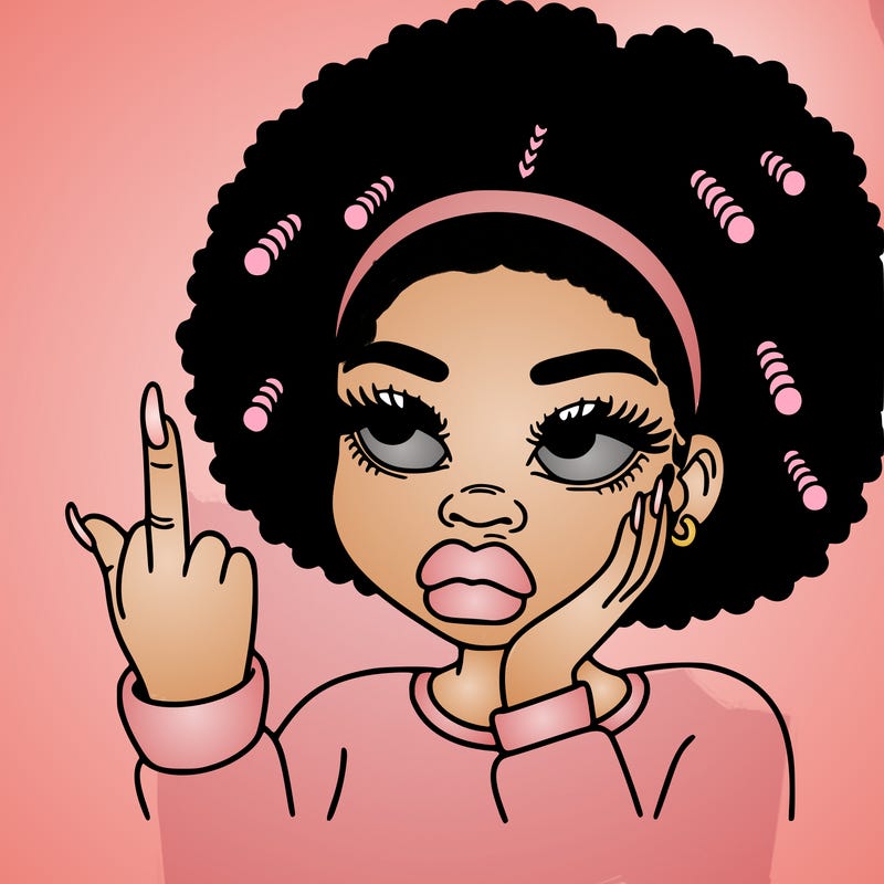 black girl doing the middle finger