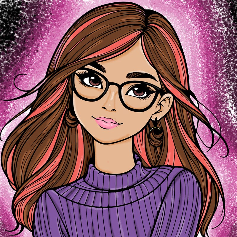 realistic girl with glasses