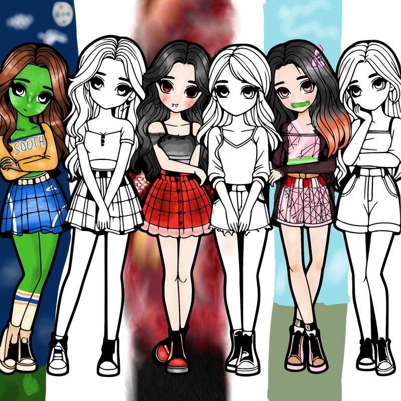 a group of girls realistic