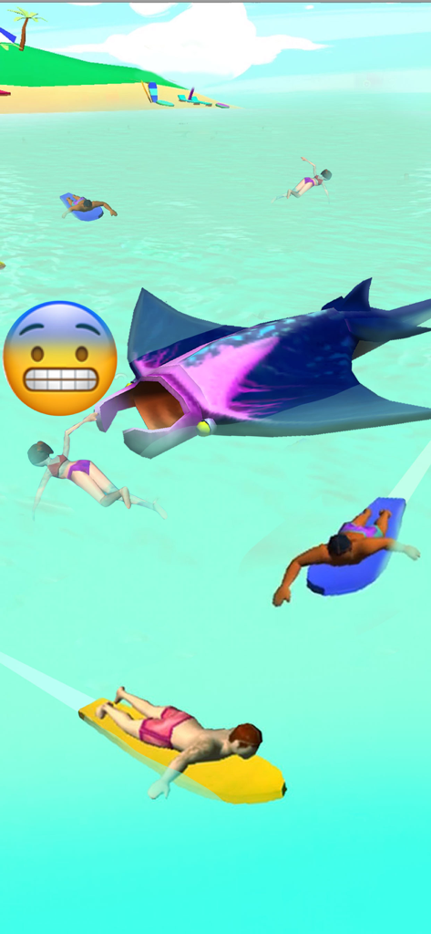 Shark Attack -Simulator games - Giant sea predator attacking swimmers and surfers in the water