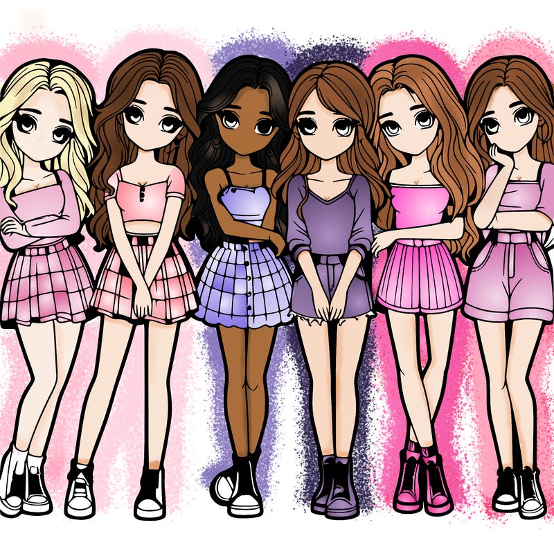 a group of girls realistic