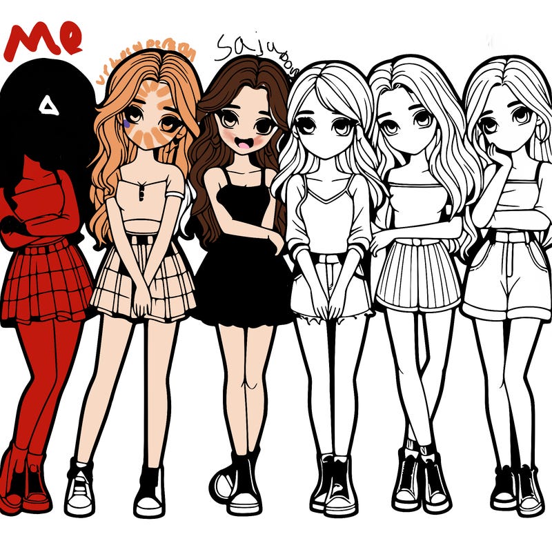 a group of girls realistic