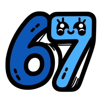 the numbers 67