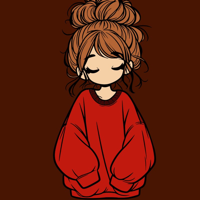 girl with baggy sweatshirt and messy bun
