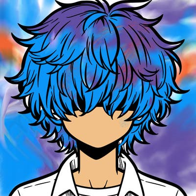 manga boy fluffy hair covering his eyes