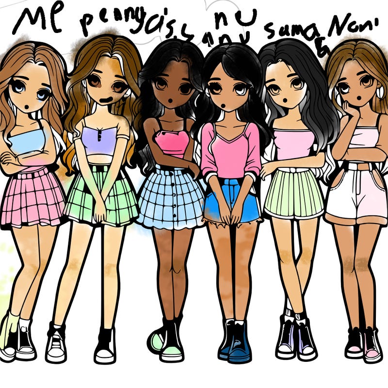 a group of girls realistic