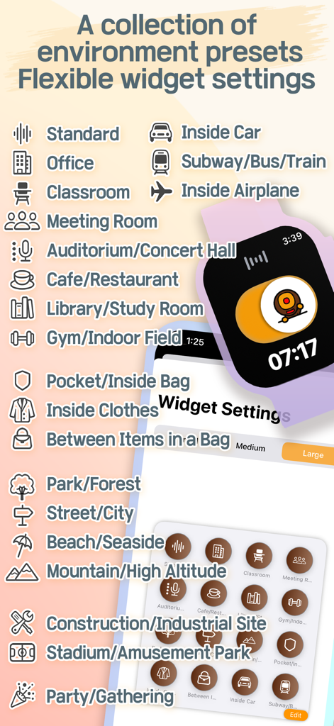EZRecorder: One-Tap Recording - Una lista de ajustes preestablecidos de grabación específicos del entorno y configuraciones de widgets de Apple Watch para la aplicación EZRecorder.