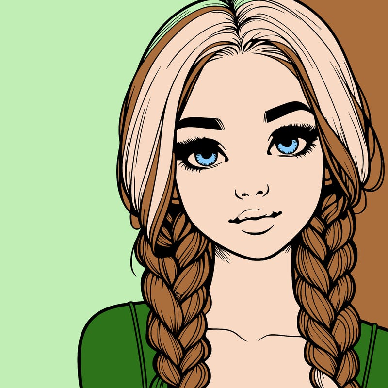 realistic girl with braids