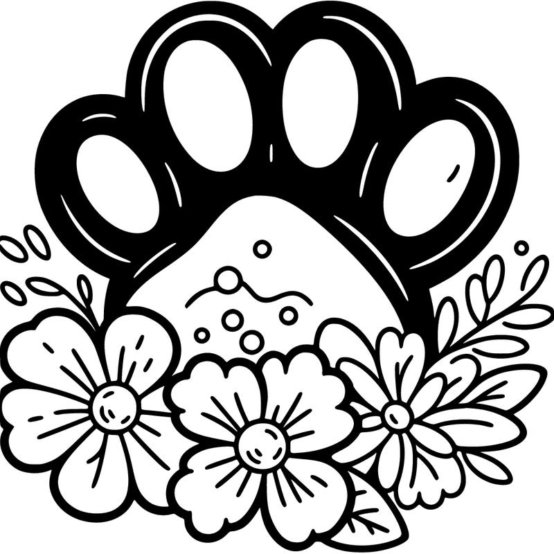 paw with flowers
