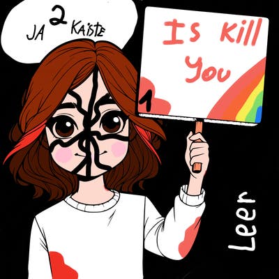 realistic girl holding up a sign
