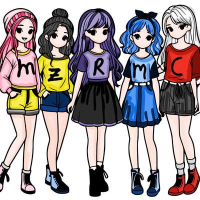 a group of five girls