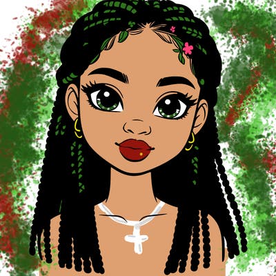 a realistic black girl with braids