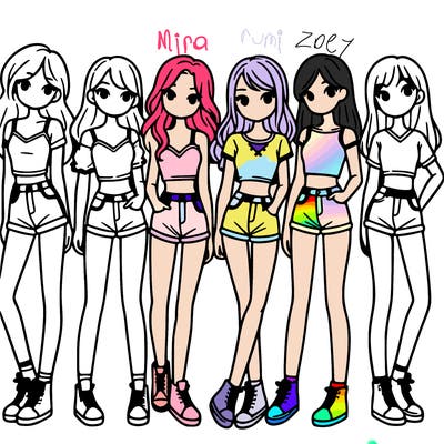 a group of girls wearing crop tops and shorts