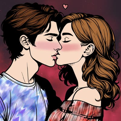 realistic couple kissing