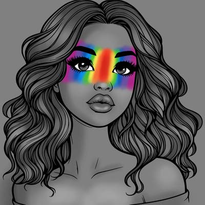 realistic girl with wavy hair and lips
