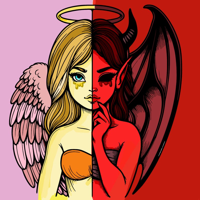 realistic angel half demon