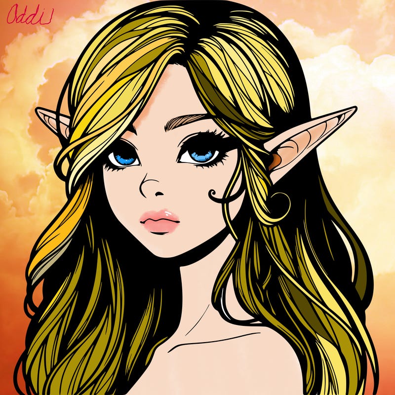 elf girl realistic dark fantasy