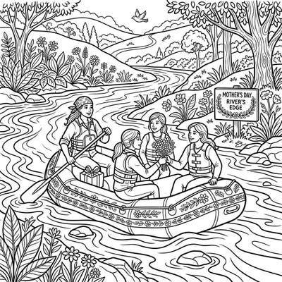 Embark on a creative journey with our Mother's Day river guides coloring page, where adventure meets heartfelt celebration. This unique design is perfect for showing appreciation while enjoying a relaxing coloring session.