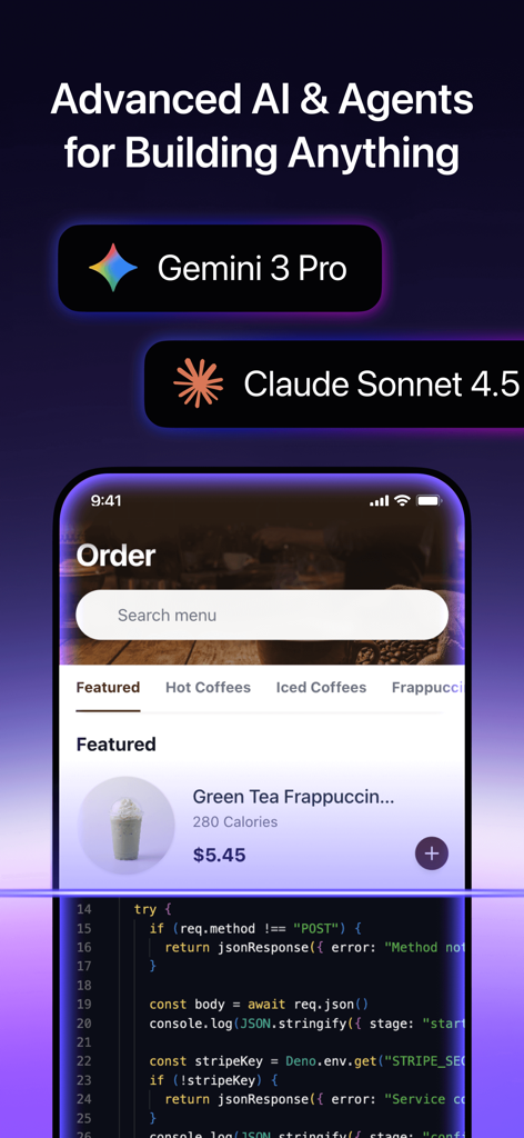 Lumi: vibe coding app - Lumi app interface featuring AI agents Gemini and Claude used for vibe coding